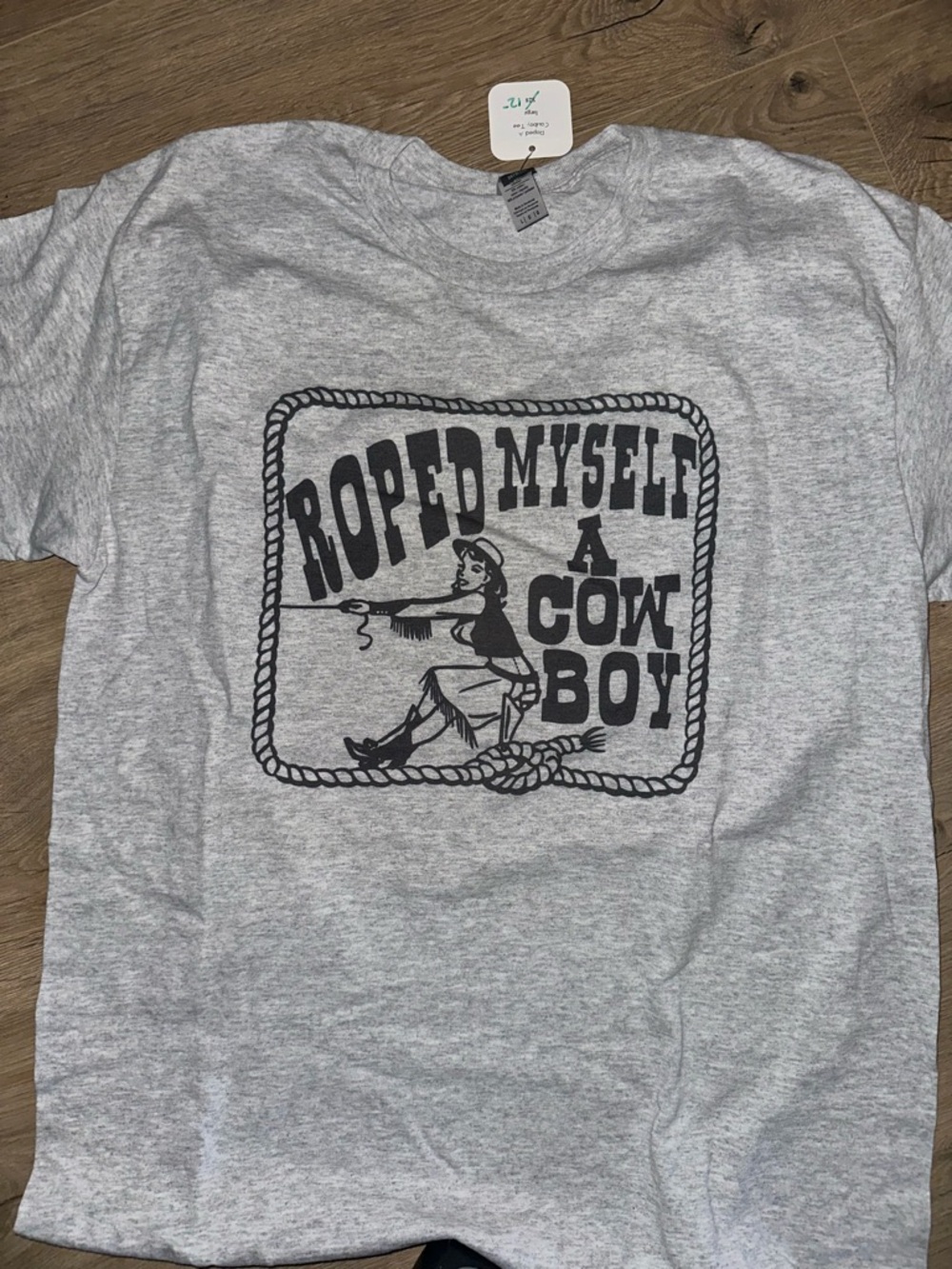 Gildan Heather Gray Tee with Black Western Graphic